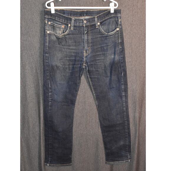 Levi's Men's 34x30 514 Distressed Denim Jeans Dark Wash Straight Leg - Picture 1 of 9